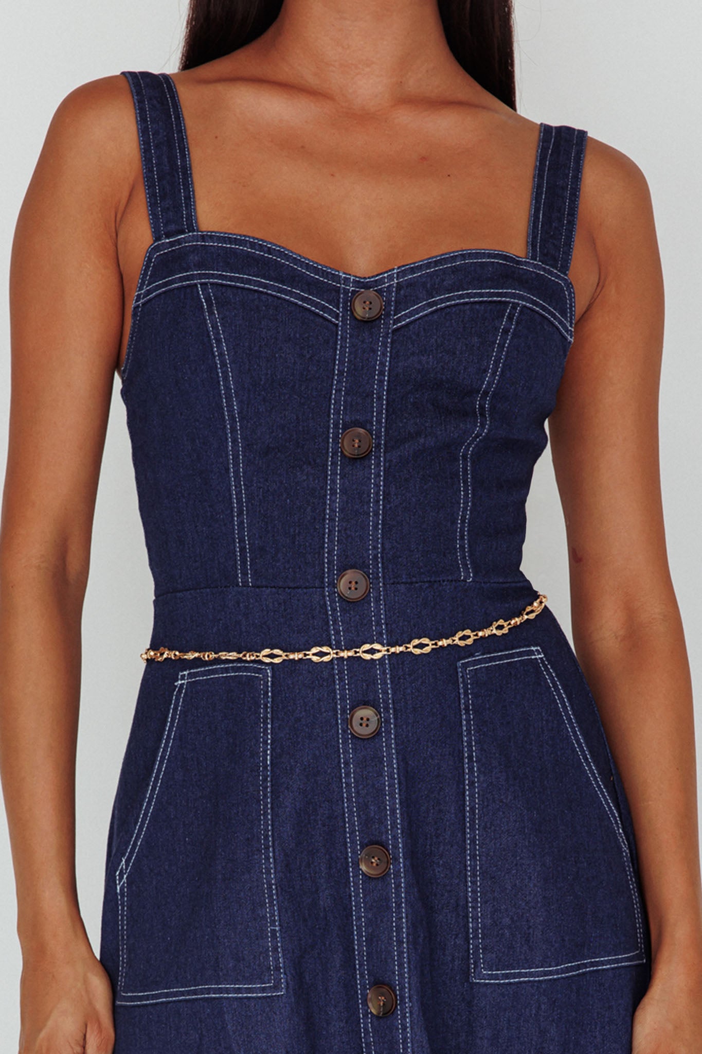 Laureen Pocket Maxi Dress Denim Indigo-Maymioy