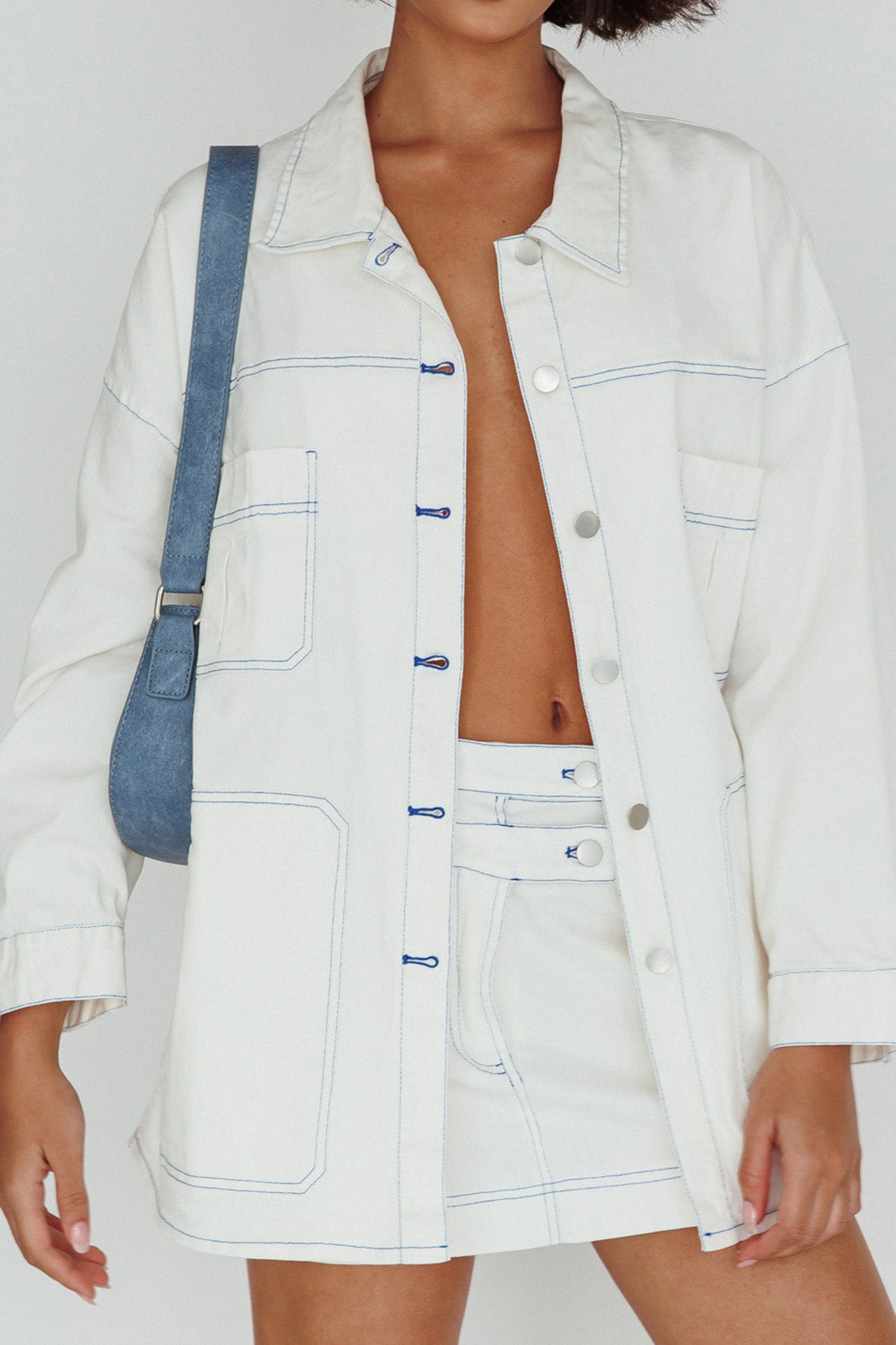 Back Row Oversized Pocket Jacket White-Maymioy