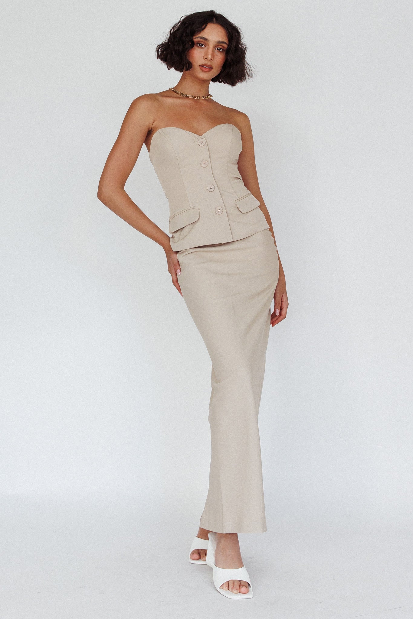 Valencia Flare Midi Skirt Oat-Maymioy