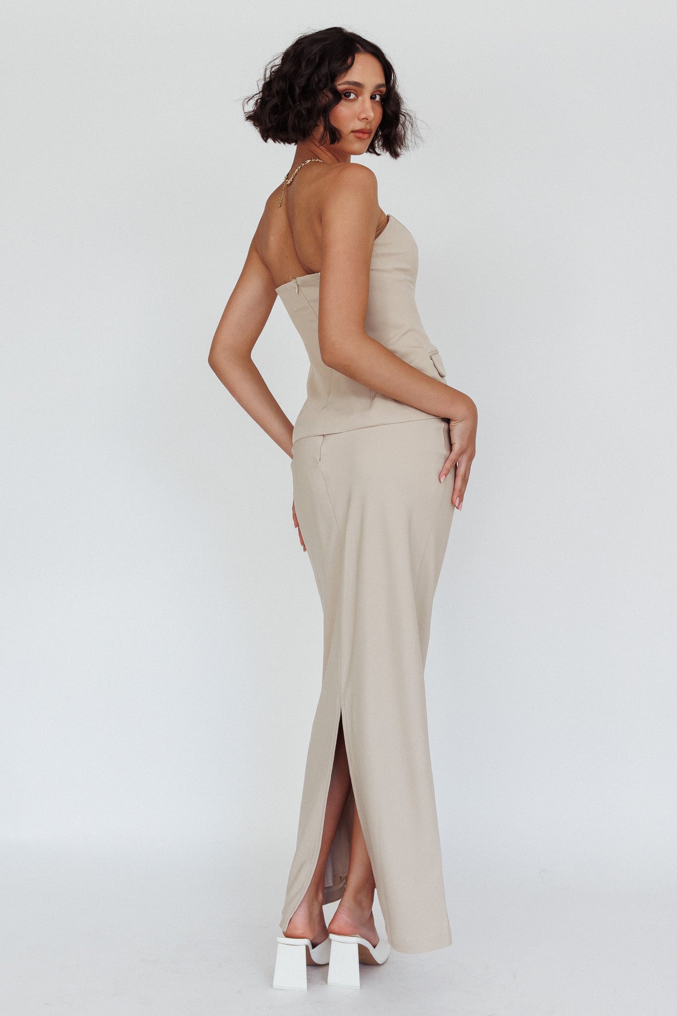 Valencia Flare Midi Skirt Oat-Maymioy