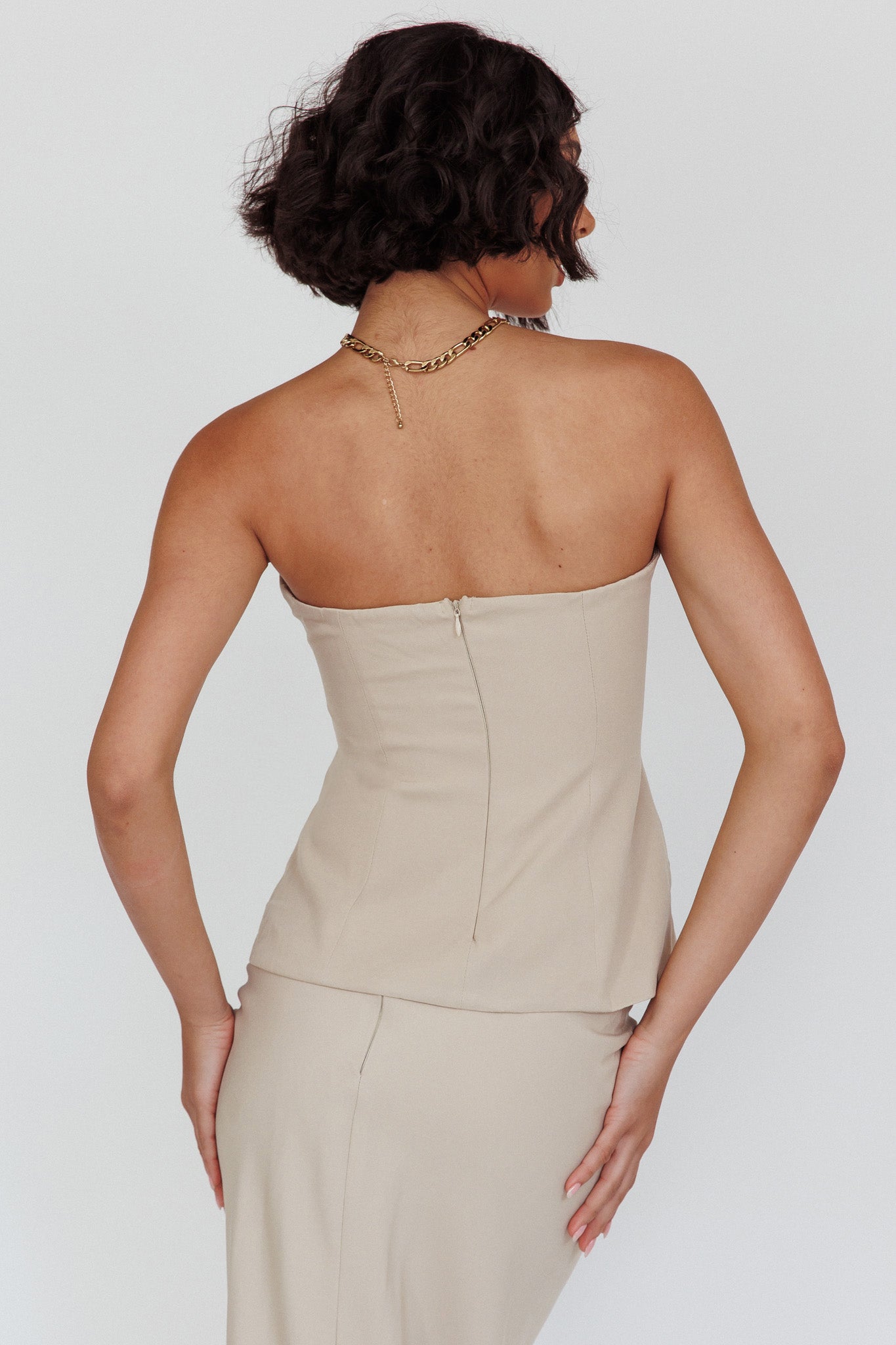 Valencia Strapless Bustier Top Oat-Maymioy