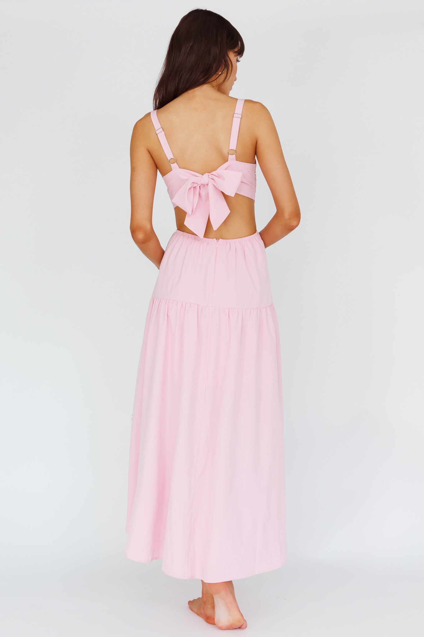 Kassi Gathered Bodice Maxi Dress Blush-Maymioy