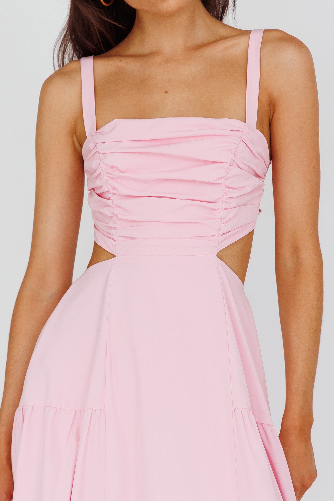 Kassi Gathered Bodice Maxi Dress Blush-Maymioy