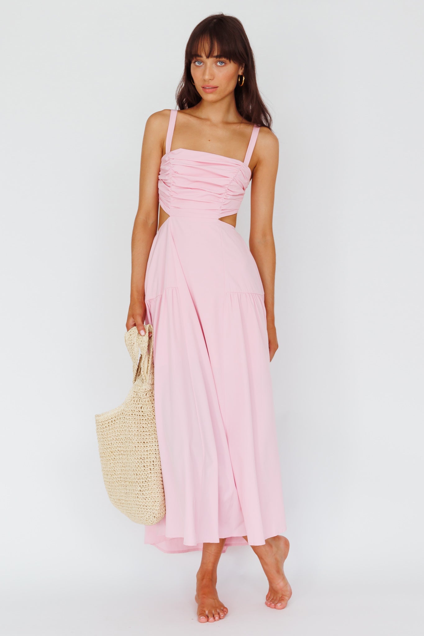 Kassi Gathered Bodice Maxi Dress Blush-Maymioy
