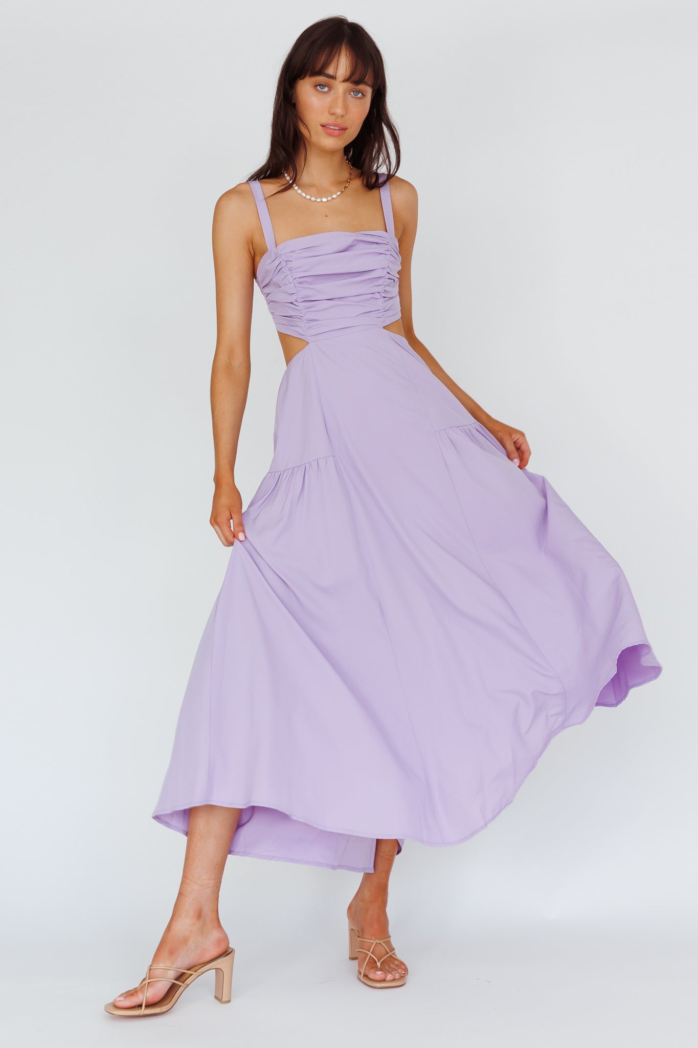Kassi Gathered Bodice Maxi Dress Lilac-Maymioy