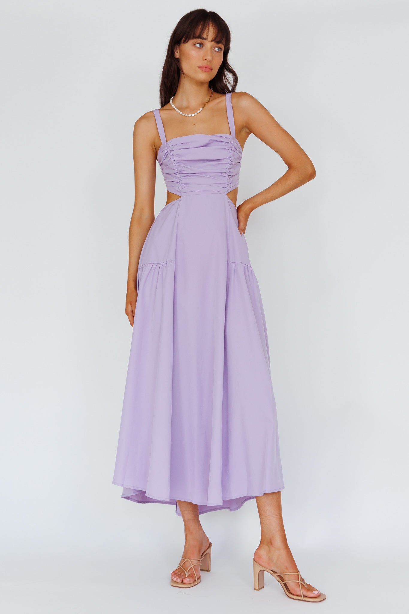 Kassi Gathered Bodice Maxi Dress Lilac-Maymioy