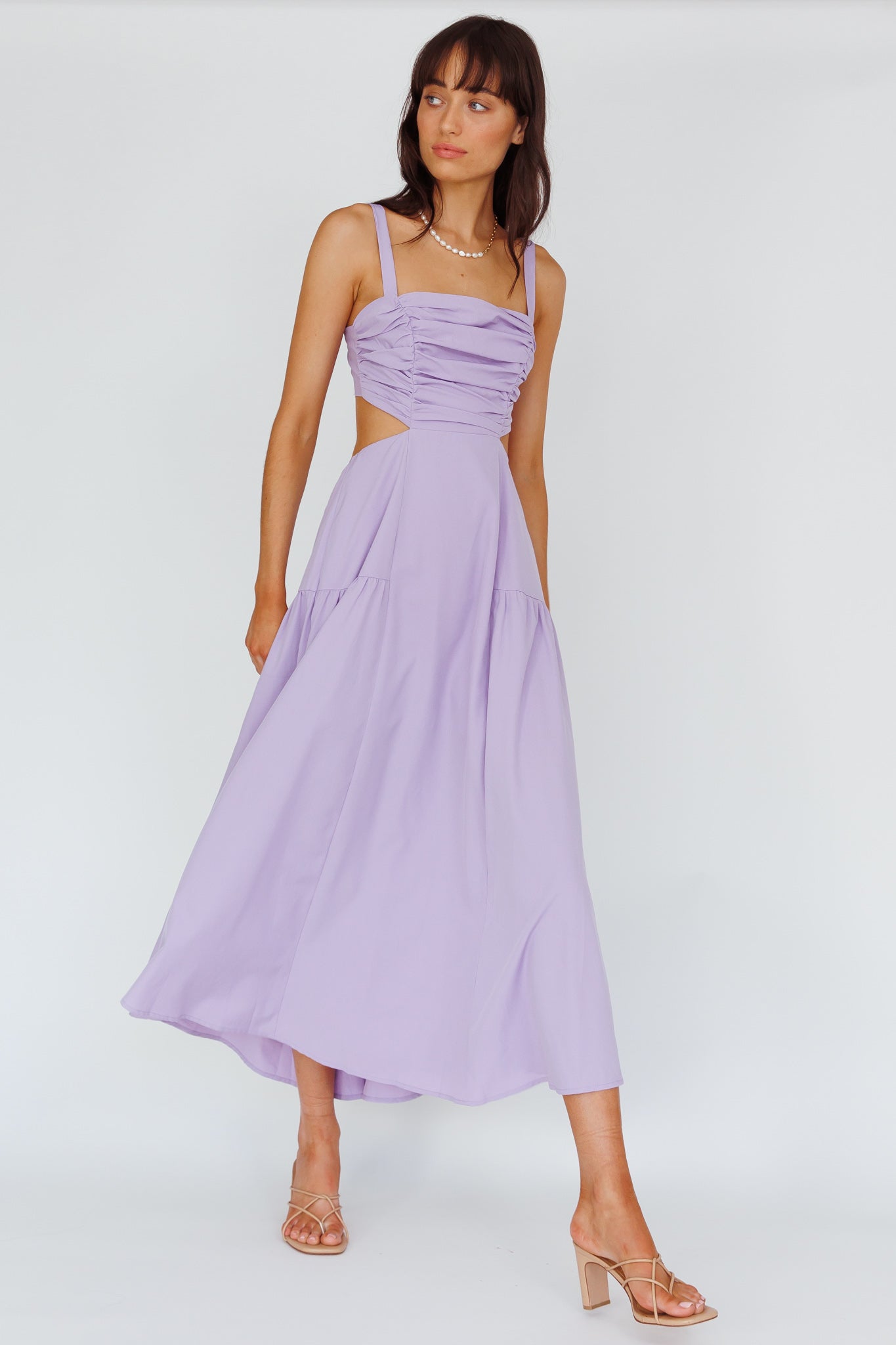 Kassi Gathered Bodice Maxi Dress Lilac-Maymioy