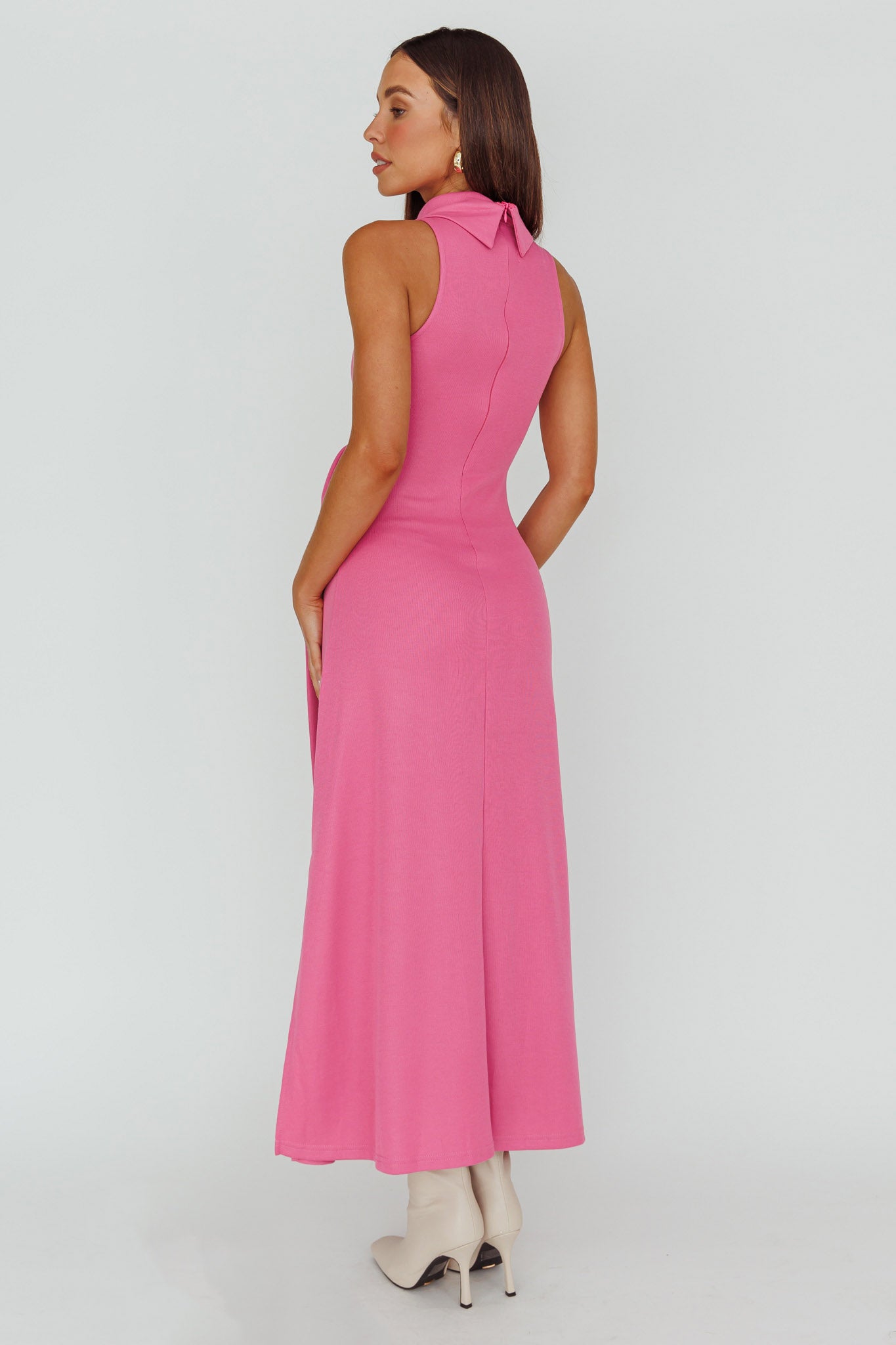 Make A Way Sleeveless Turtleneck Dress Pink-Maymioy