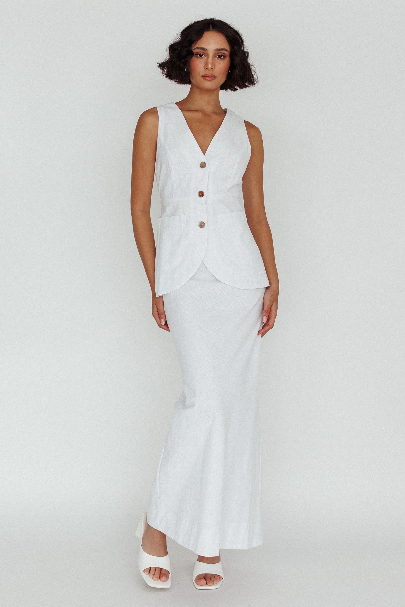 Philomena Midi Skirt White-Maymioy
