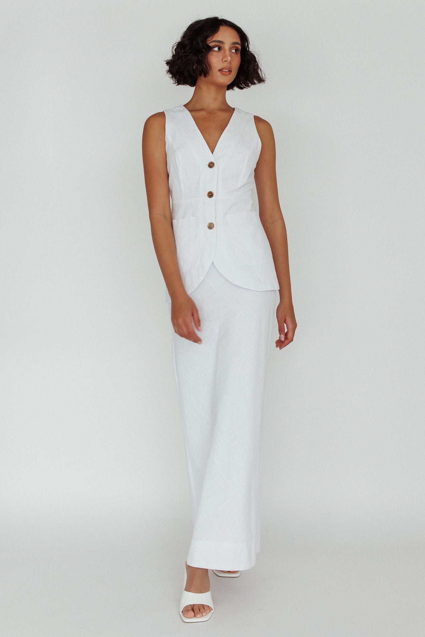 Philomena Midi Skirt White-Maymioy