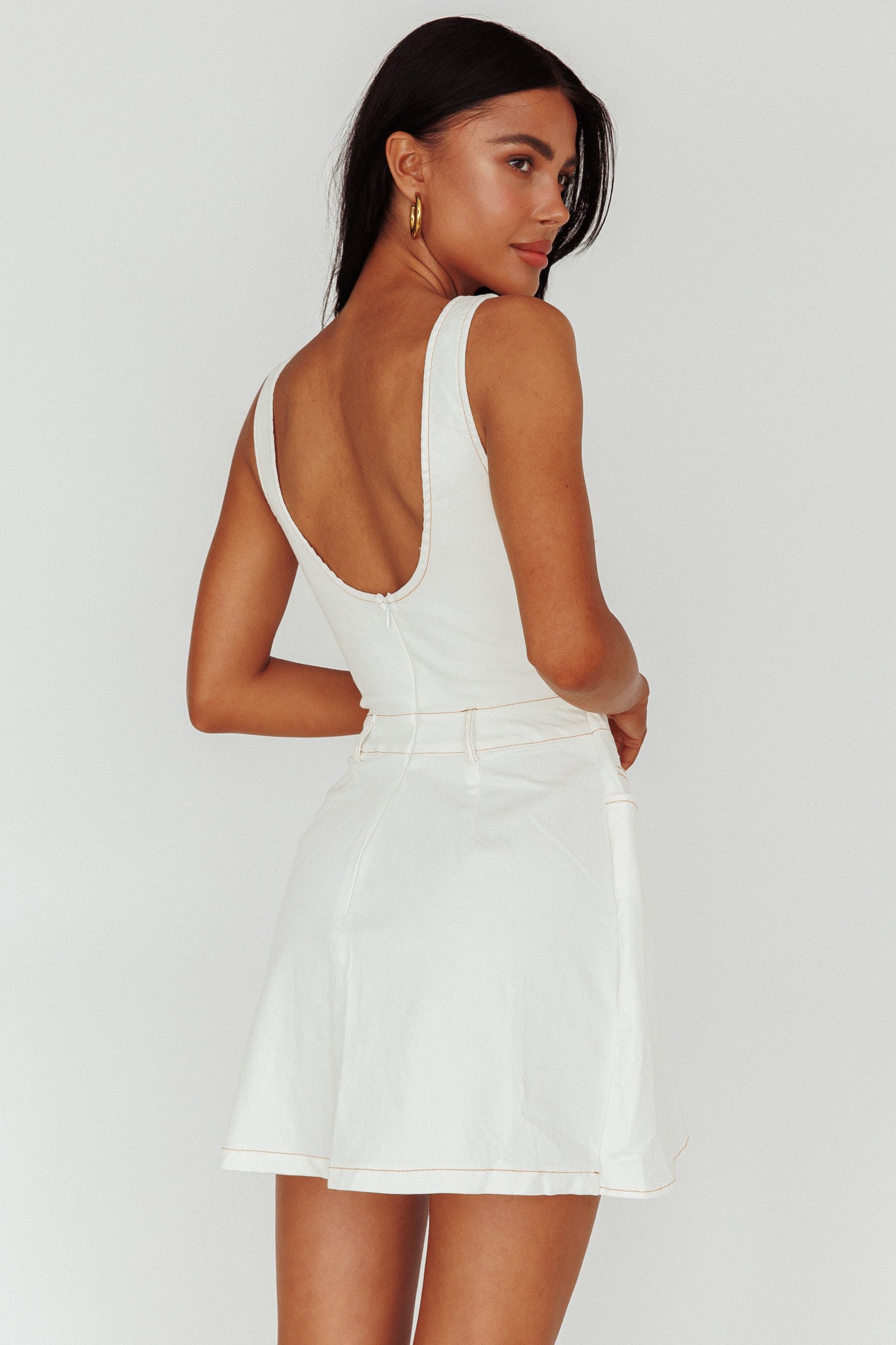 Killara Pocket Wrap Mini Dress Cream-Maymioy