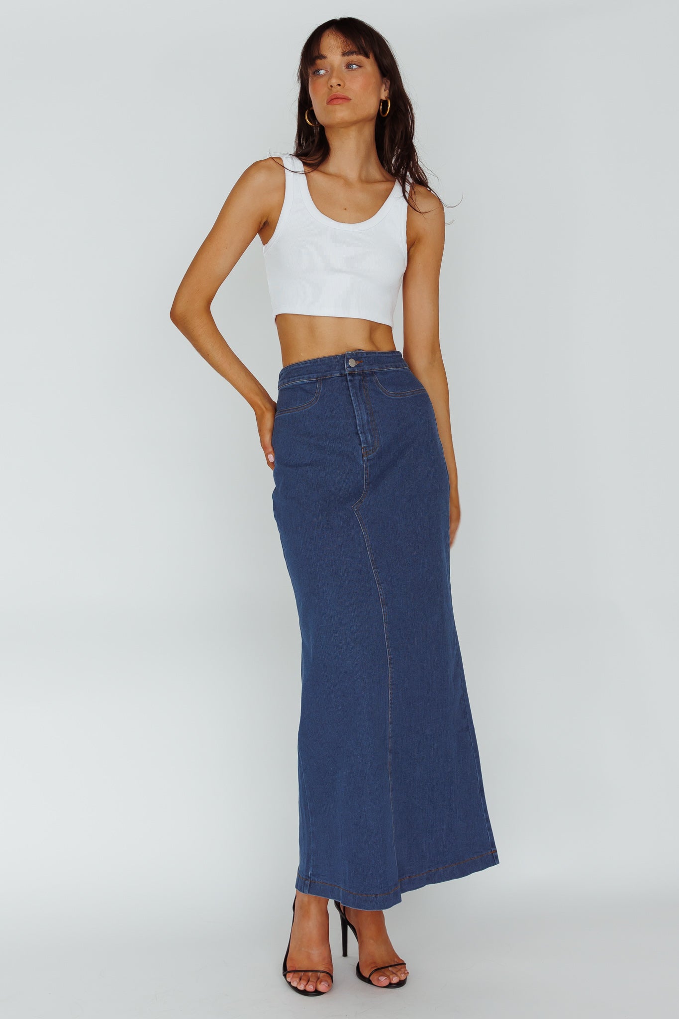Sinead Denim Maxi Skirt Indigo-Maymioy