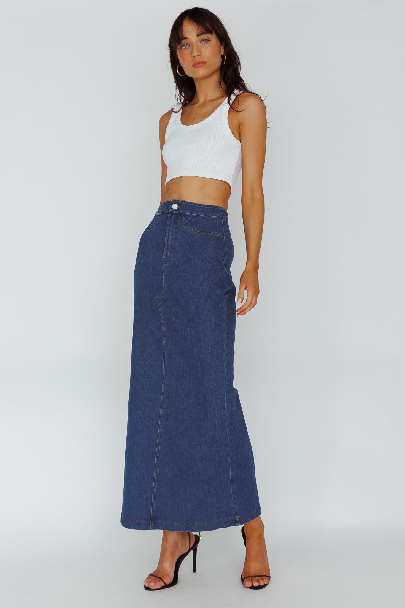Sinead Denim Maxi Skirt Indigo-Maymioy
