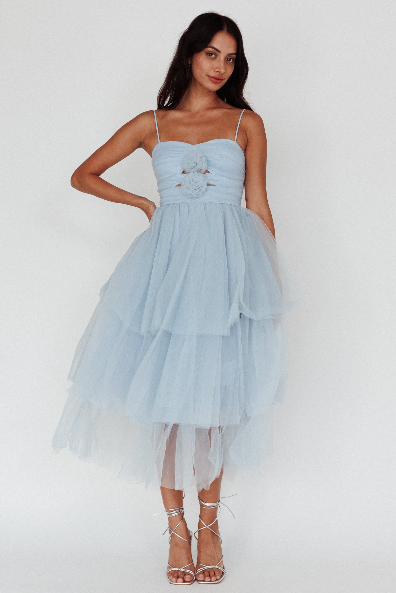 Seraphina Rose Bodice Tulle Midi Dress Baby Blue-Maymioy