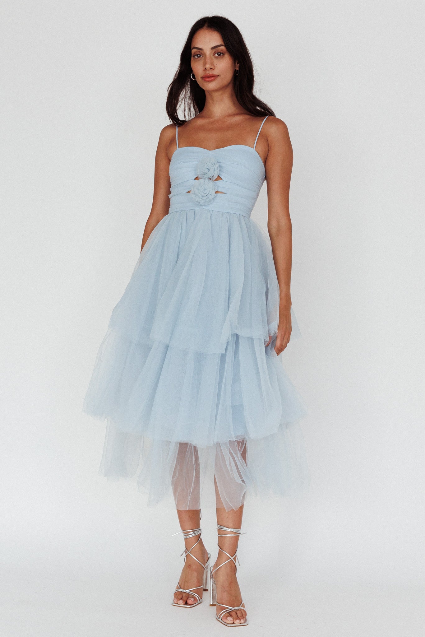 Seraphina Rose Bodice Tulle Midi Dress Baby Blue-Maymioy