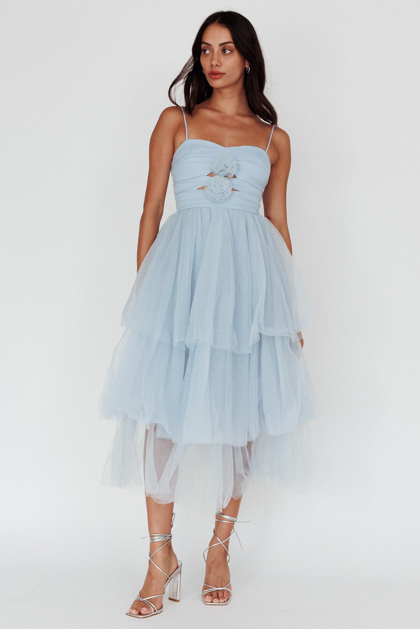 Seraphina Rose Bodice Tulle Midi Dress Baby Blue-Maymioy