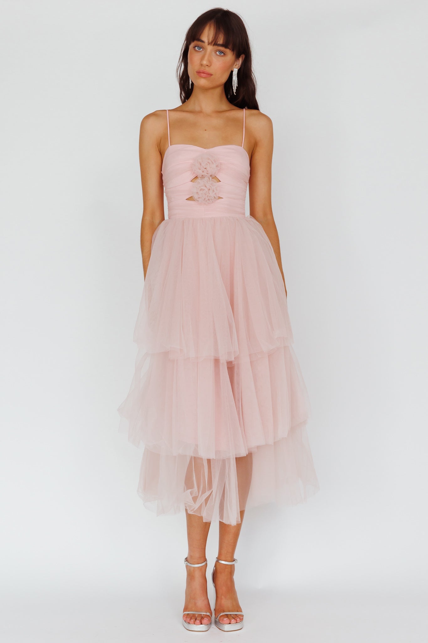 Seraphina Rose Bodice Tulle Midi Dress Blush-Maymioy