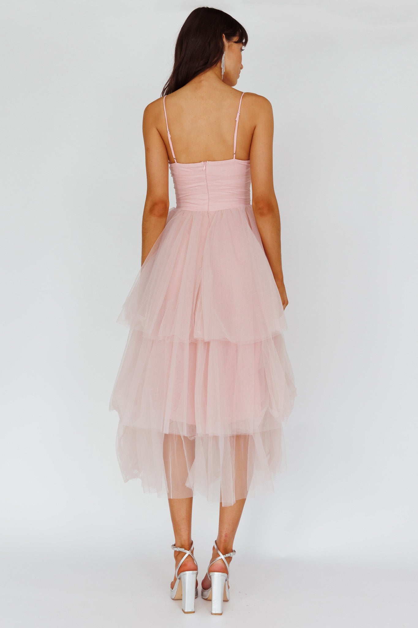 Seraphina Rose Bodice Tulle Midi Dress Blush-Maymioy
