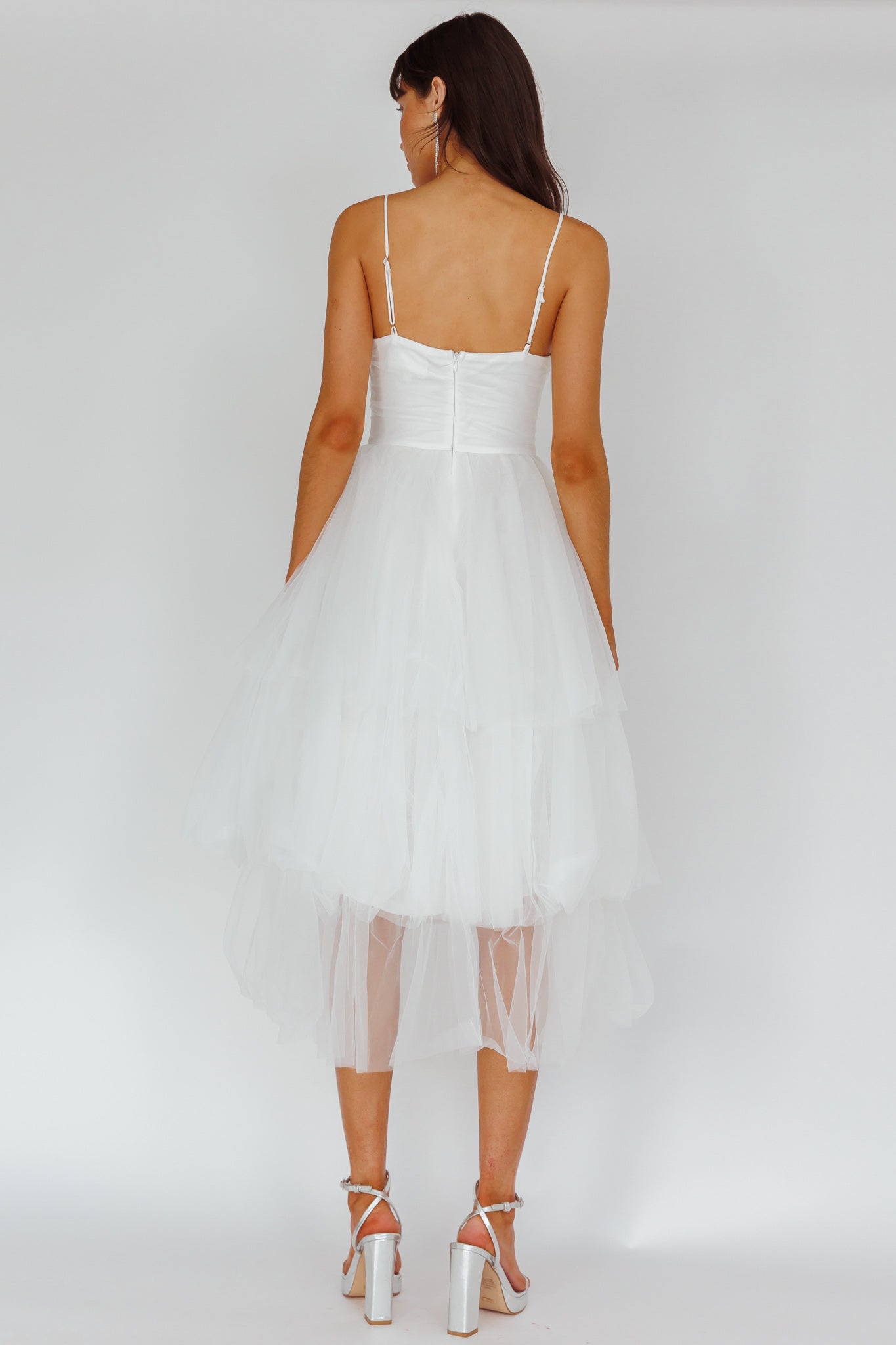 Seraphina Rose Bodice Tulle Midi Dress White-Maymioy