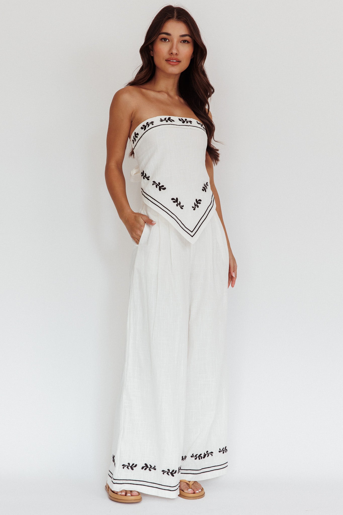 Sought After Tied Back Strapless Top Off White-Maymioy