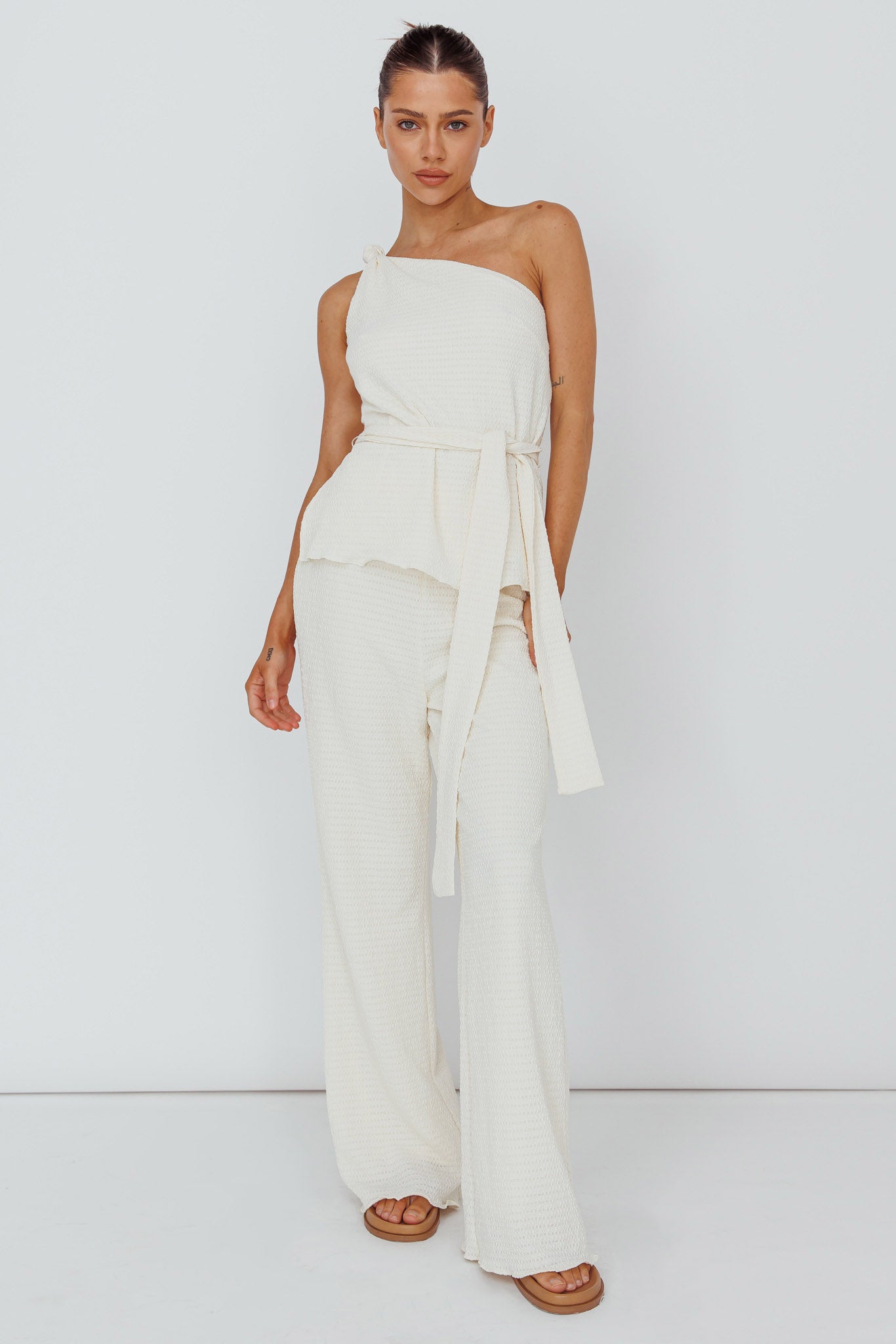 Austin City Textured Pants Cream-Maymioy