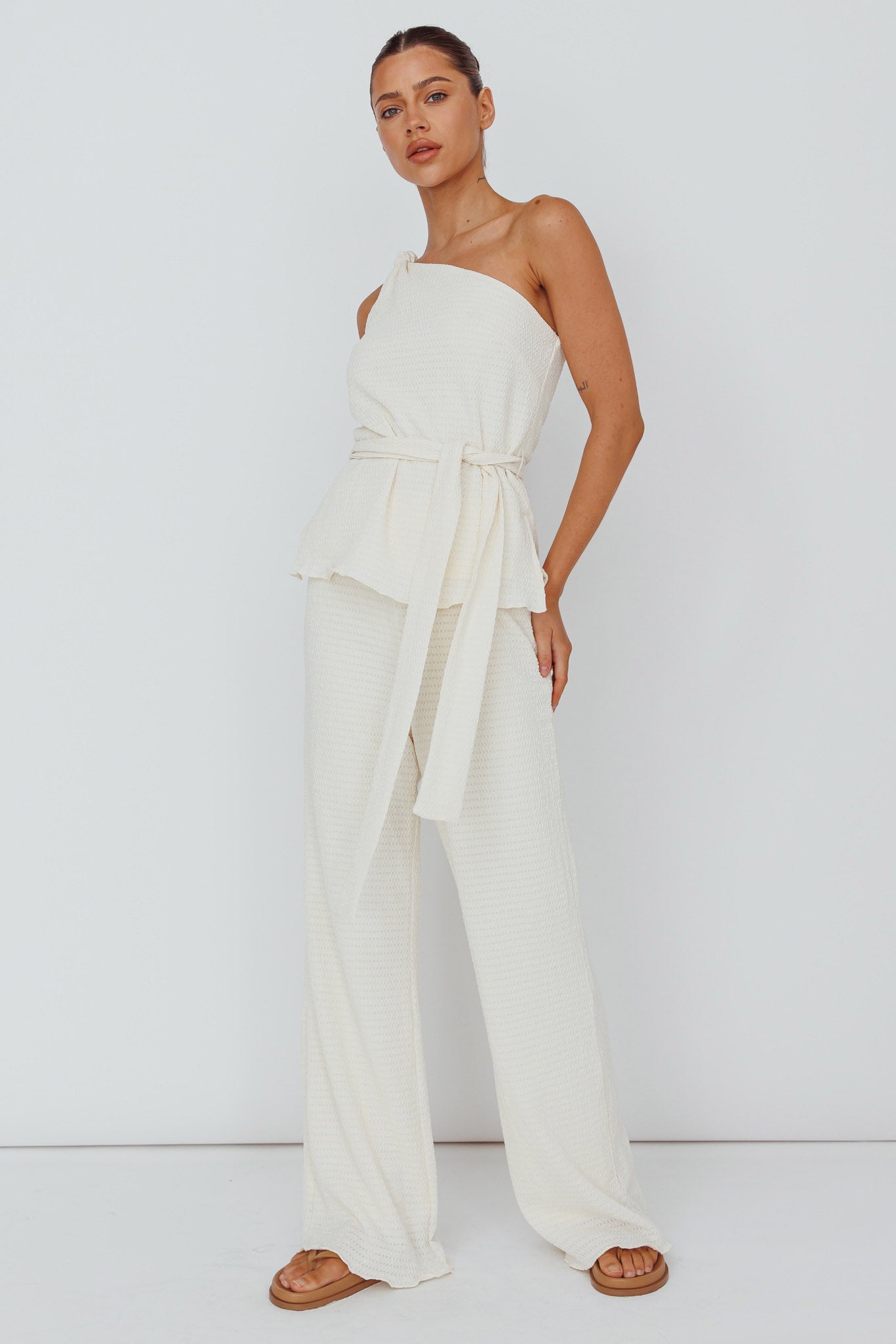 Austin City Textured Pants Cream-Maymioy