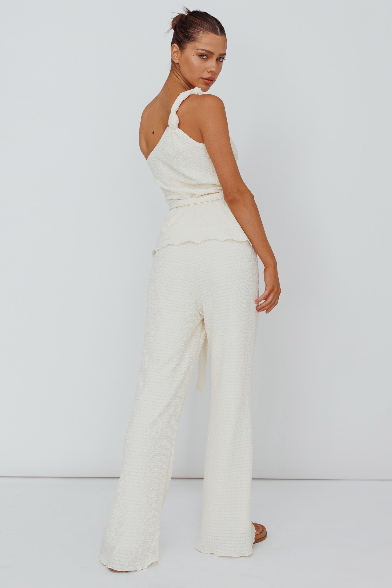 Austin City Textured Pants Cream-Maymioy