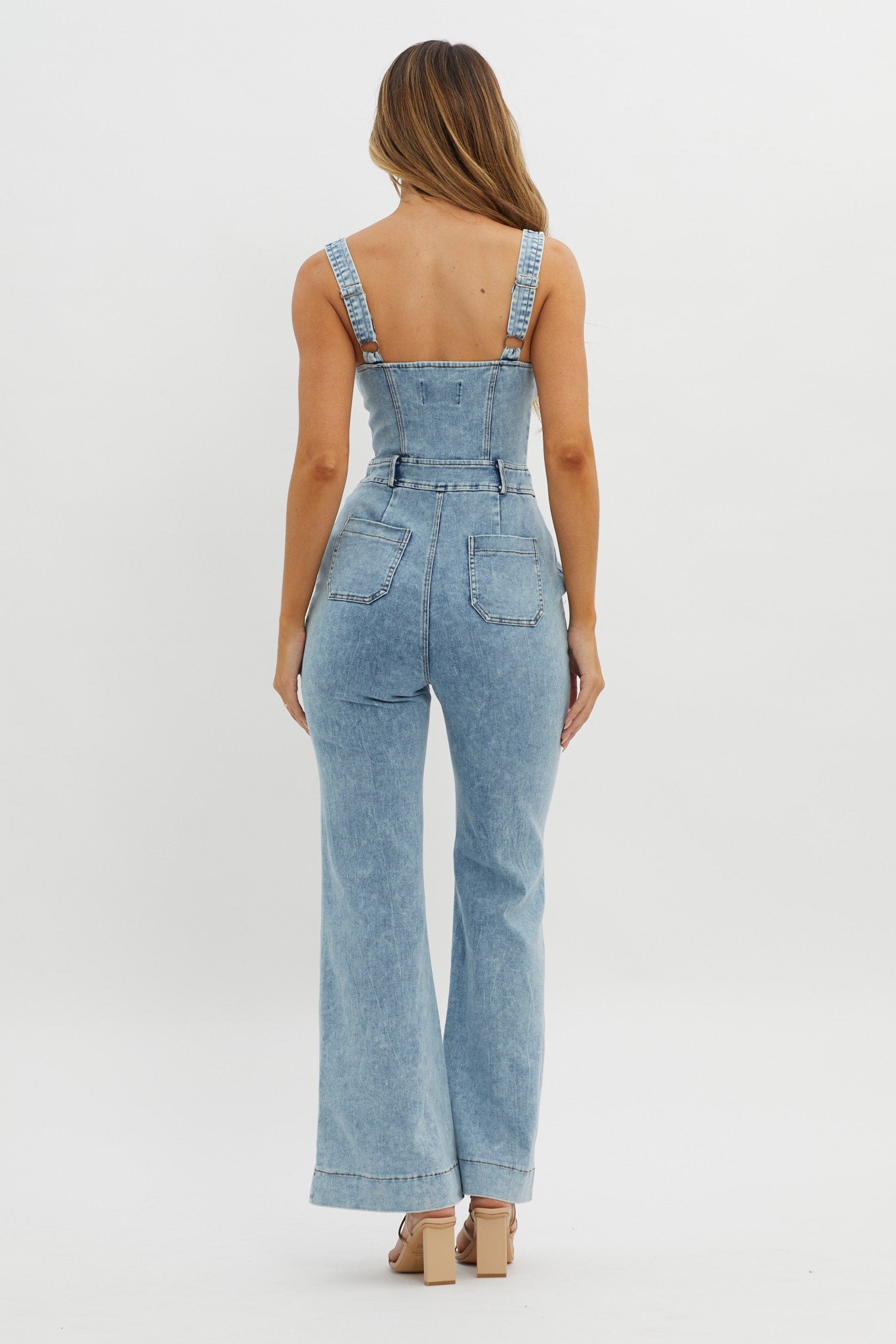 Intermission Flared Leg Jumpsuit Denim-Maymioy