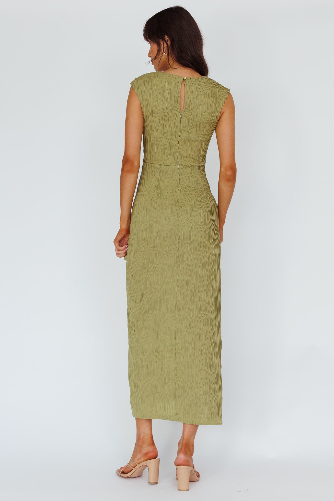 Like A Movie Cap Sleeve Midi Dress Olive-Maymioy