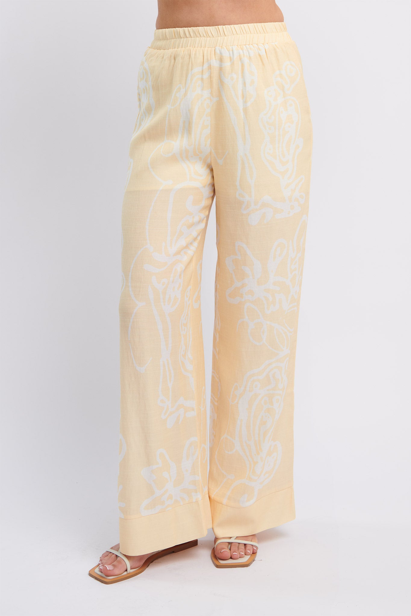 Oceania Long Pants Print Yellow-Maymioy