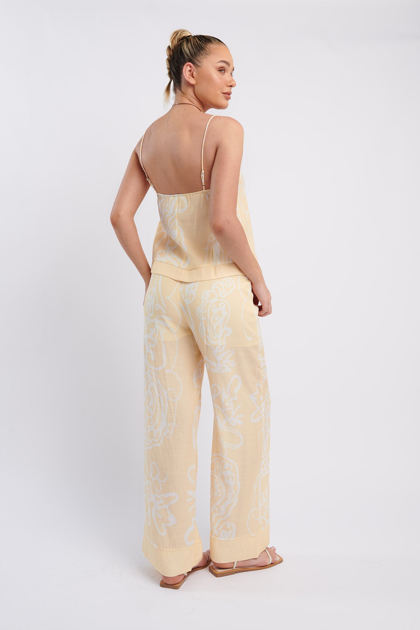 Oceania Long Pants Print Yellow-Maymioy