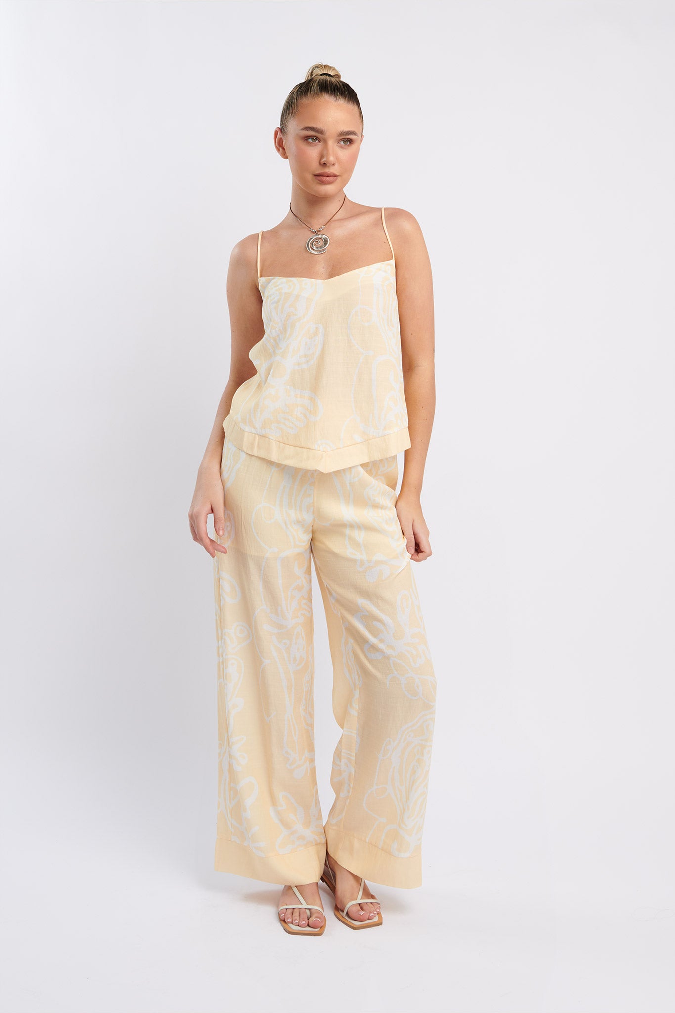 Oceania Long Pants Print Yellow-Maymioy