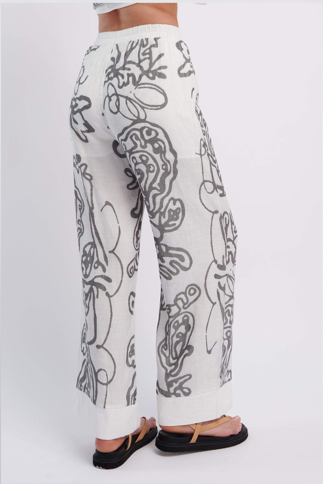 Oceania Long Pants Print White-Maymioy