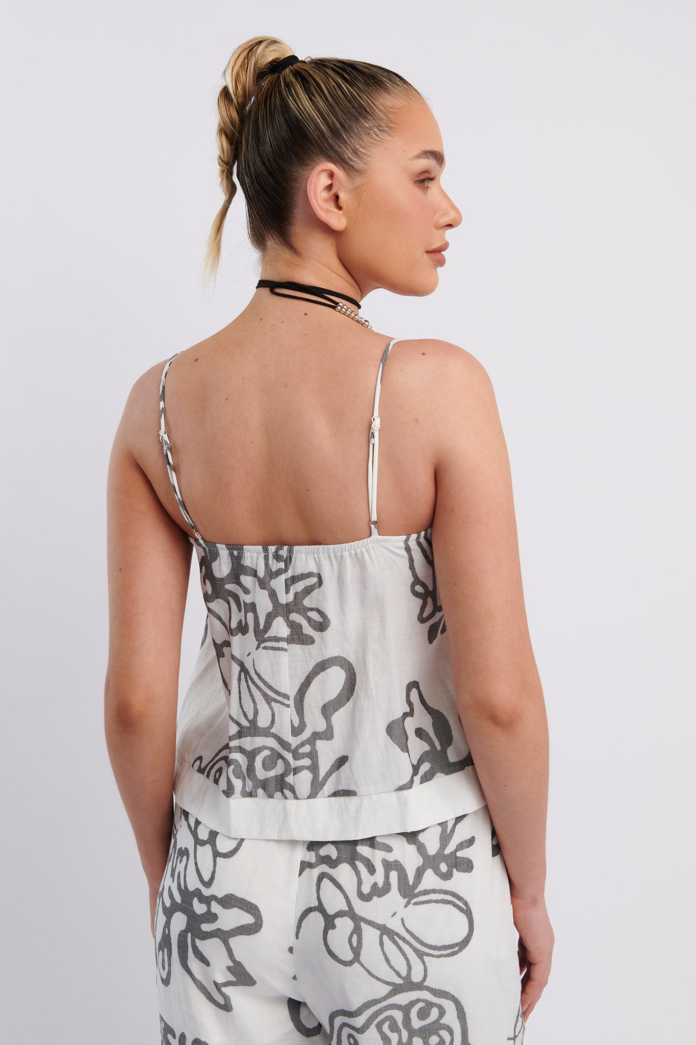 Oceania Cami Strap Top Print White-Maymioy