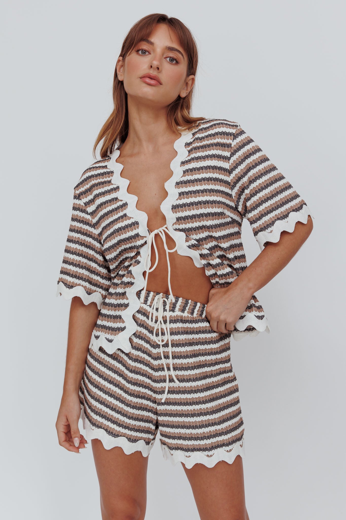 Breakaway Shorts Stripe Mocha-Maymioy