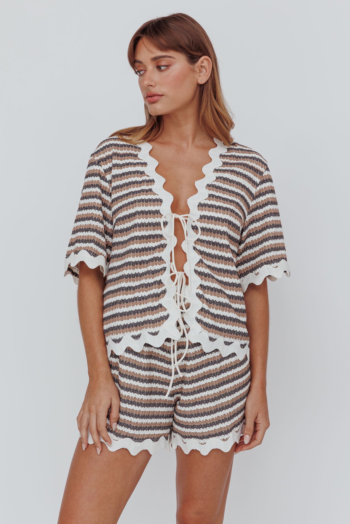 Breakaway Shorts Stripe Mocha-Maymioy