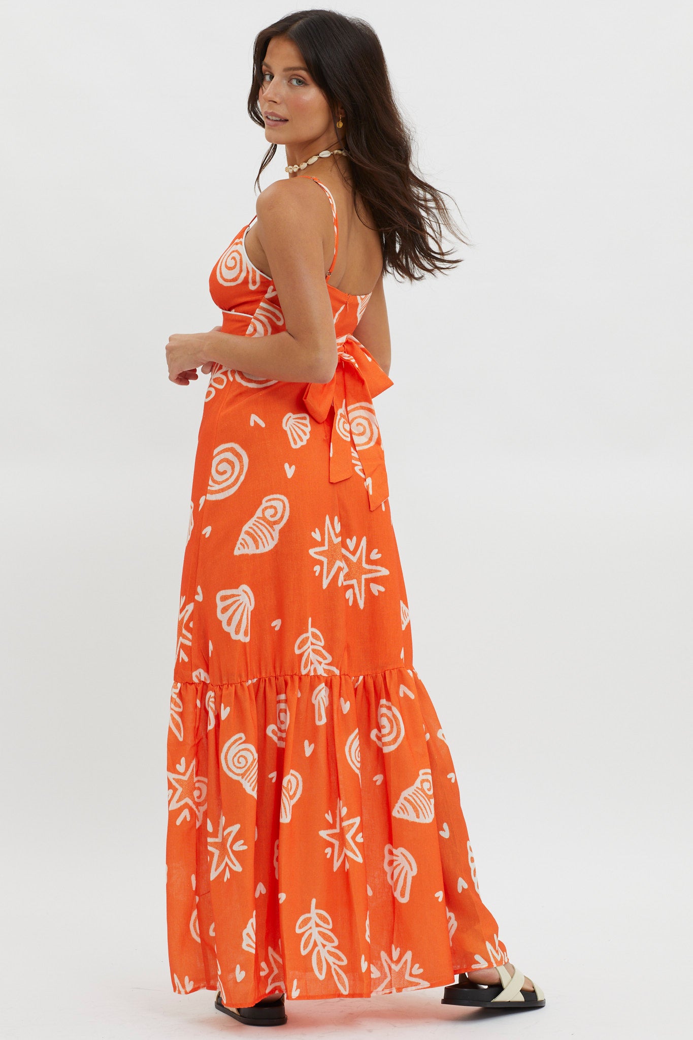 Later Days Cami Strap Maxi Dress Print Red-Maymioy