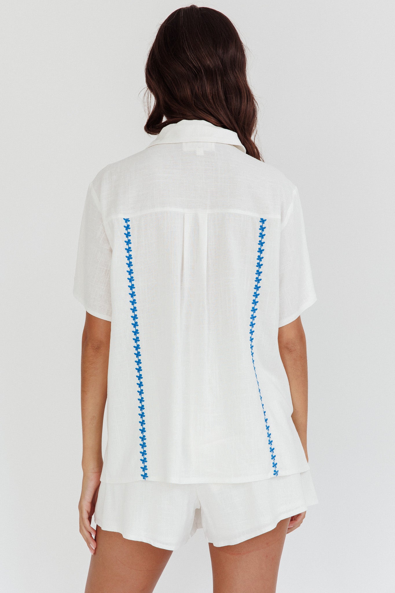 Swing Of Things Embroidered Shirt White-Maymioy
