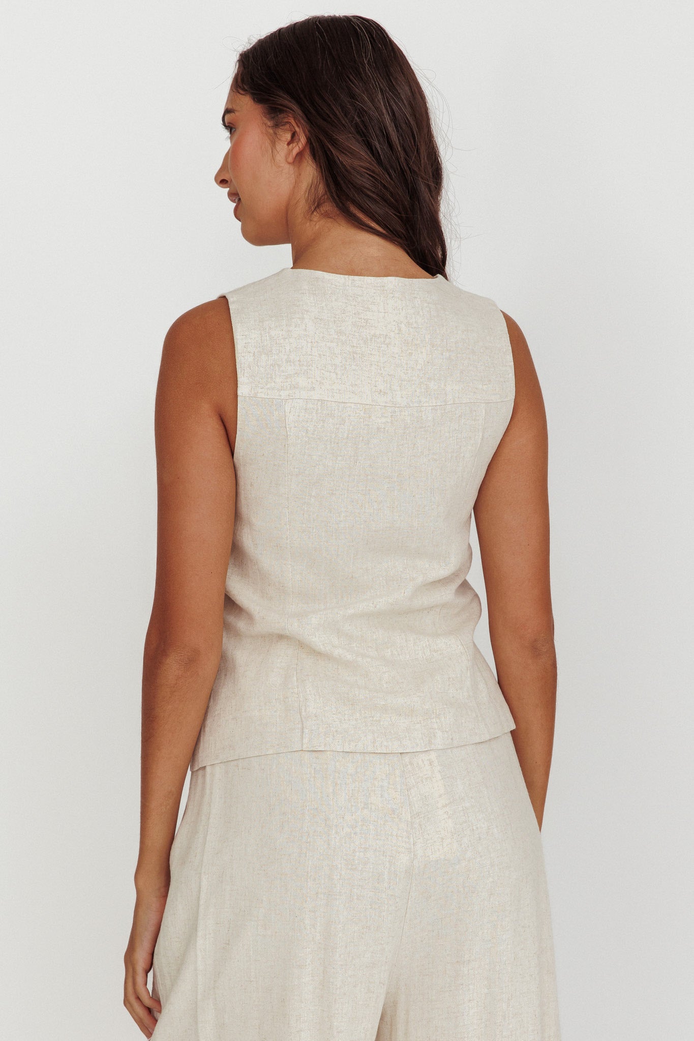 Swing Of Things Sun Sleeveless Buttoned Vest Oat-Maymioy
