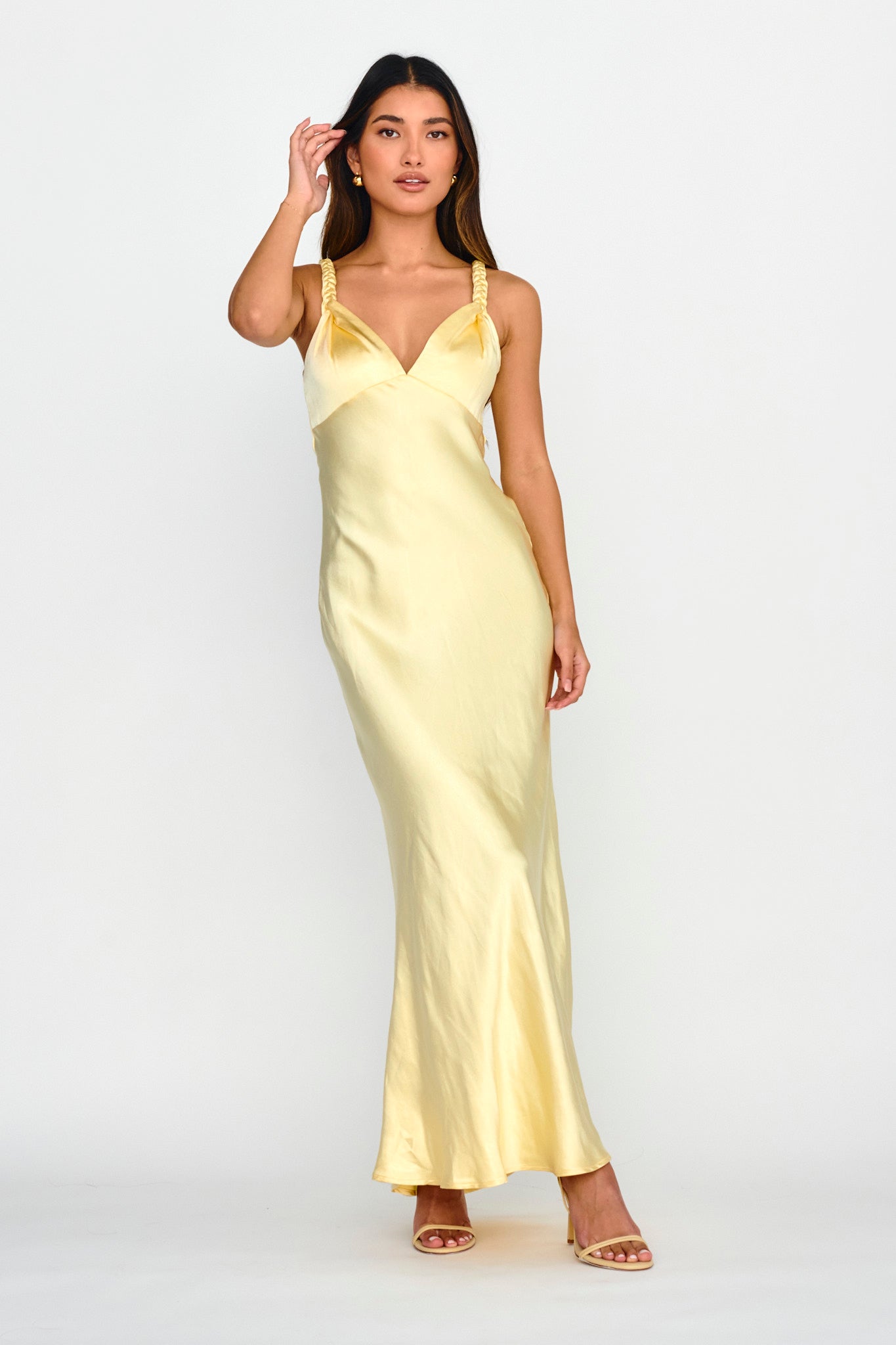 Muraya Braided Strap Maxi Dress Butter-Maymioy