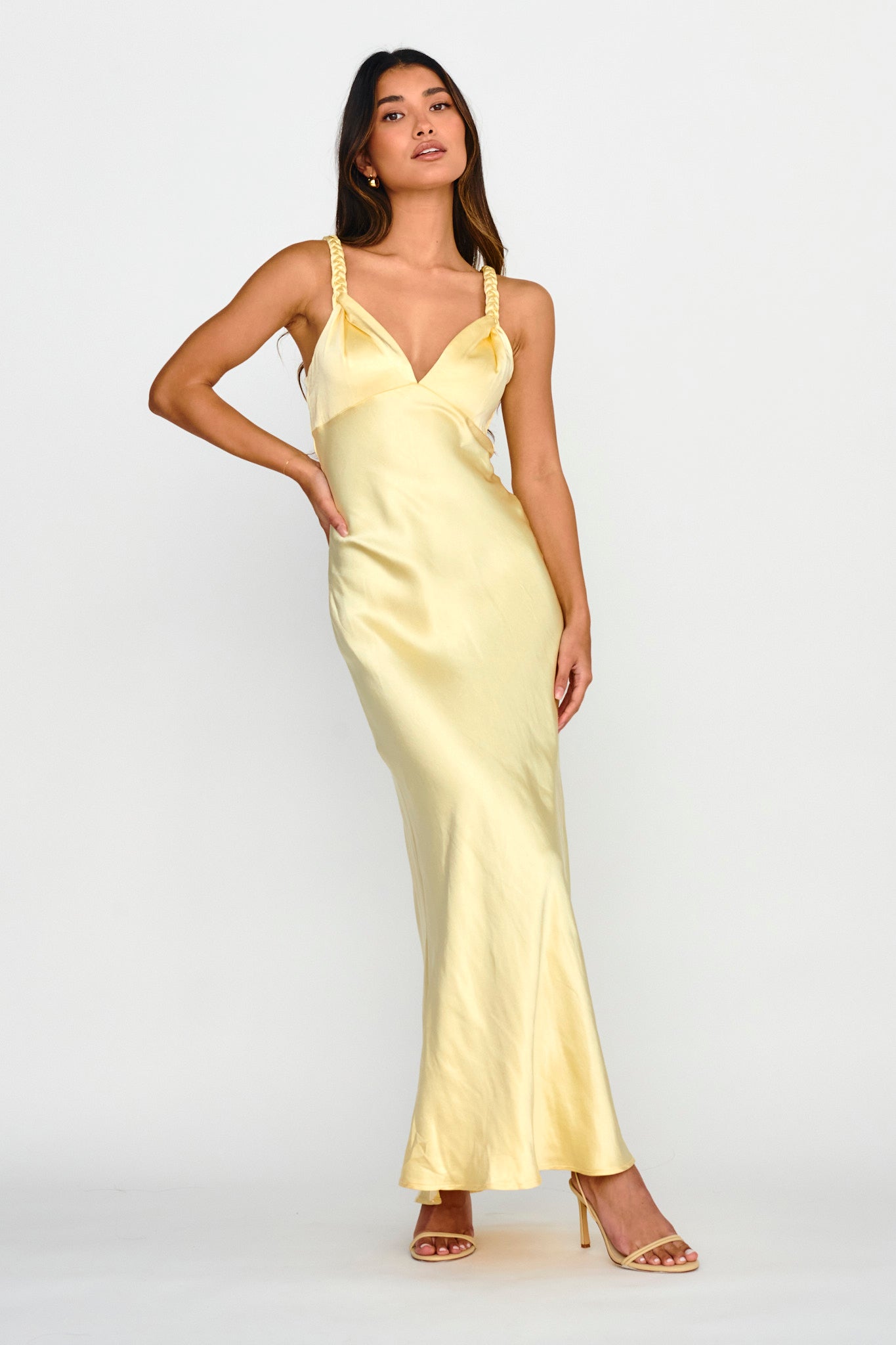 Muraya Braided Strap Maxi Dress Butter-Maymioy