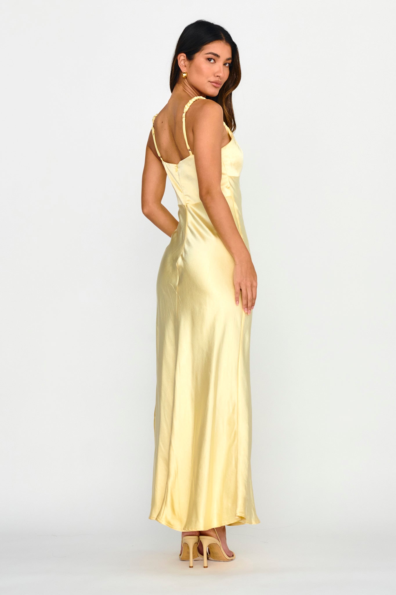 Muraya Braided Strap Maxi Dress Butter-Maymioy