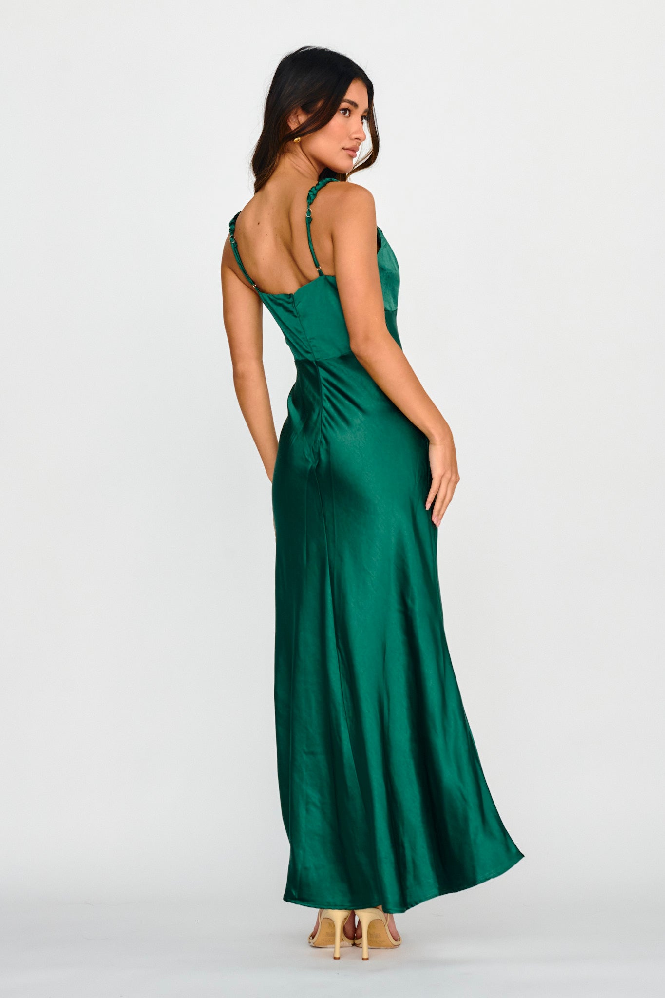 Muraya Braided Strap Maxi Dress Forest Green-Maymioy