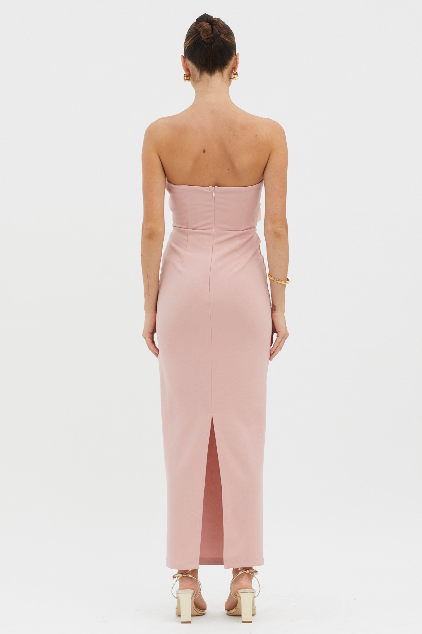 Karaline Strapless Bust Accent Maxi Dress Blush-Maymioy