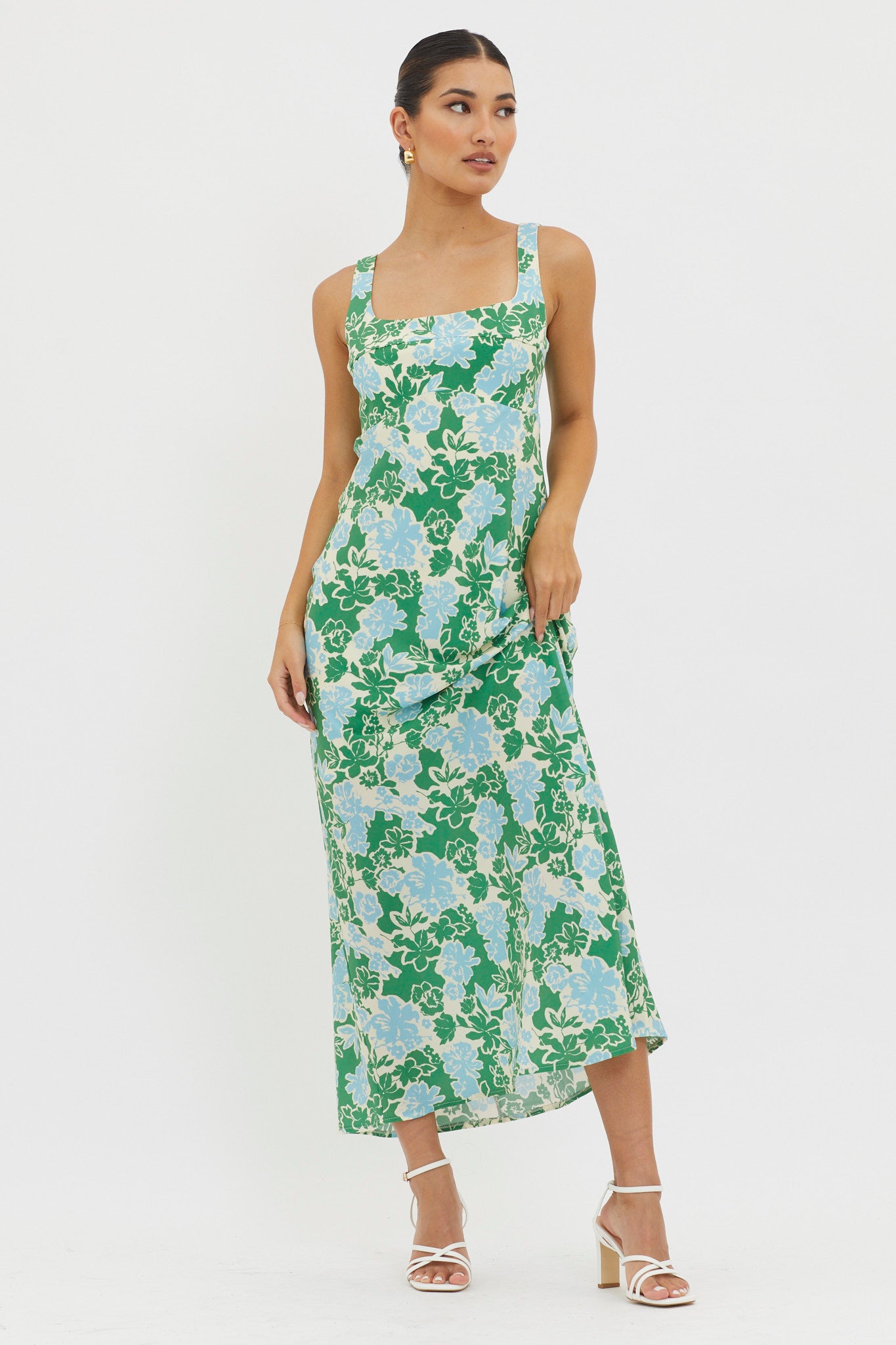 Living Hope Tied Back Maxi Dress Green-Maymioy
