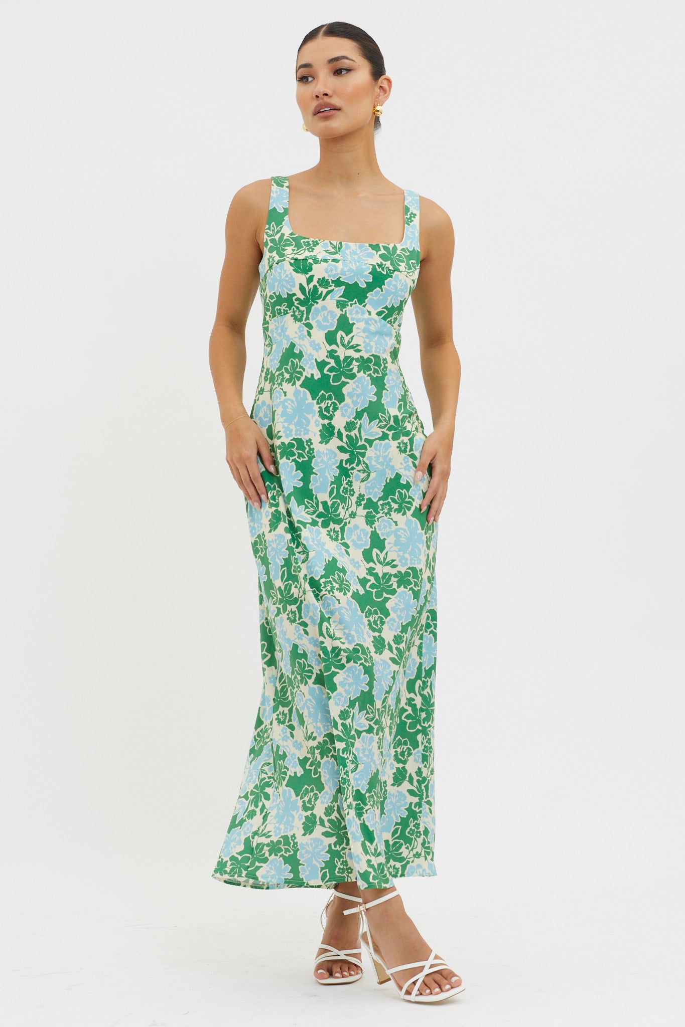 Living Hope Tied Back Maxi Dress Green-Maymioy