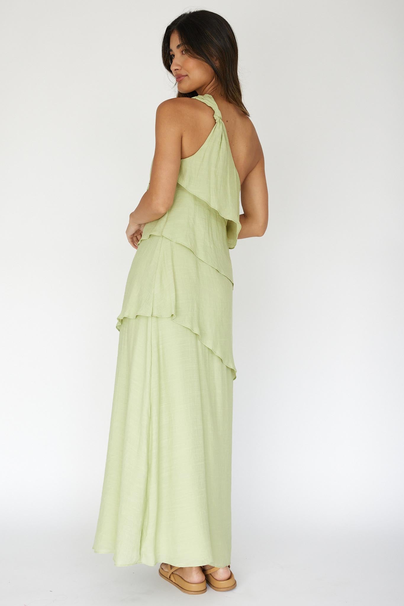Delwyn One-Shoulder Maxi Dress Sage-Maymioy