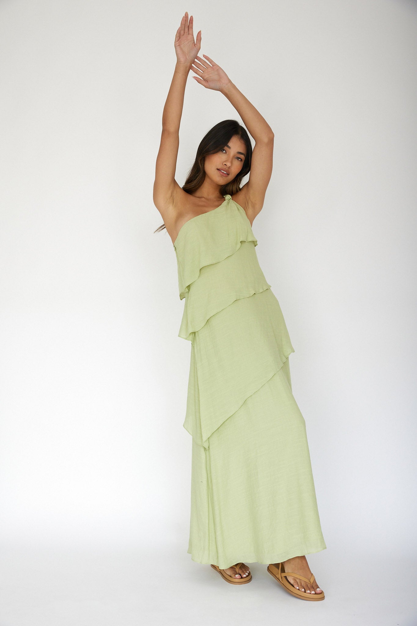 Delwyn One-Shoulder Maxi Dress Sage-Maymioy