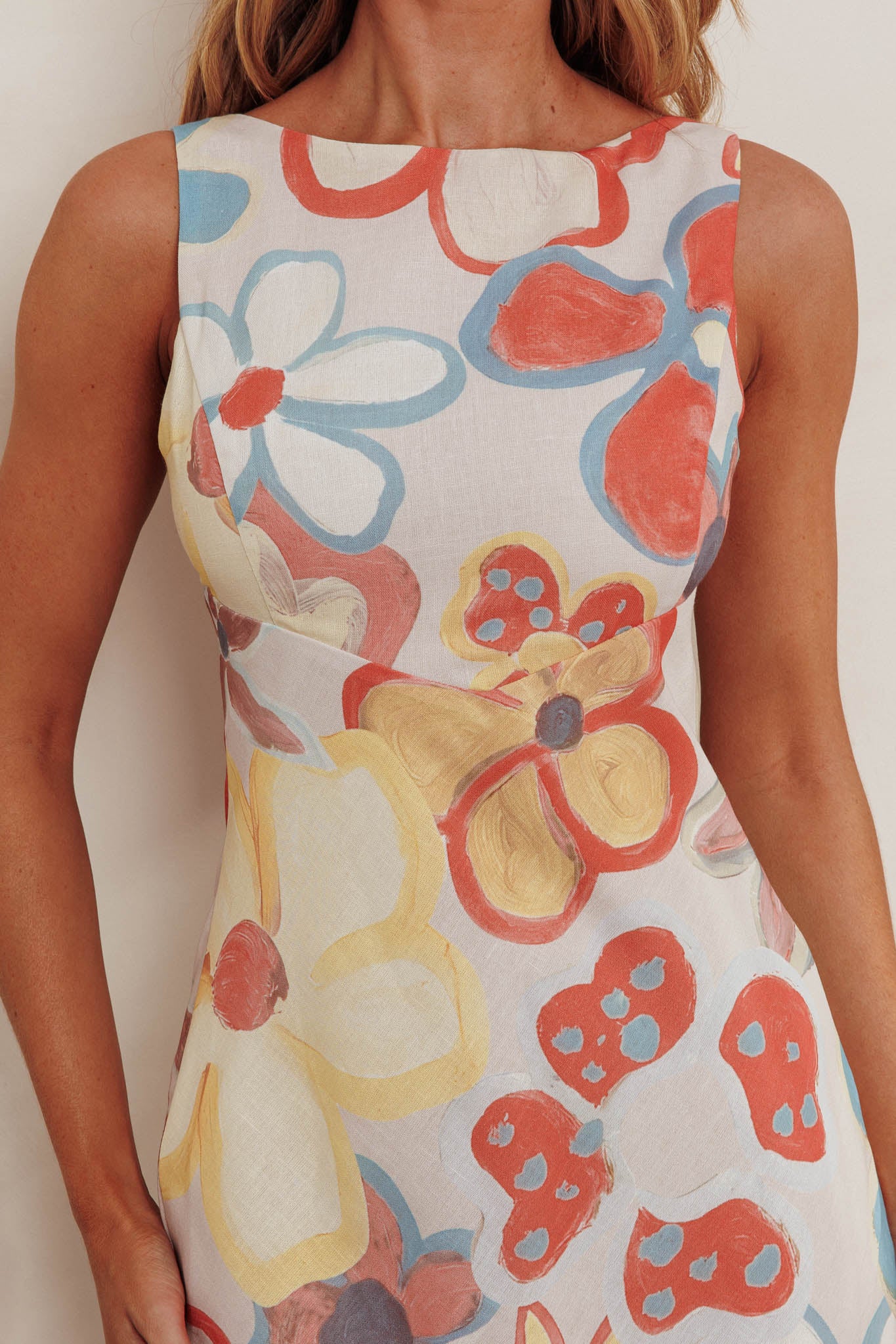Loving Me Sleeveless A-line Maxi Dress Oat Multi-Maymioy