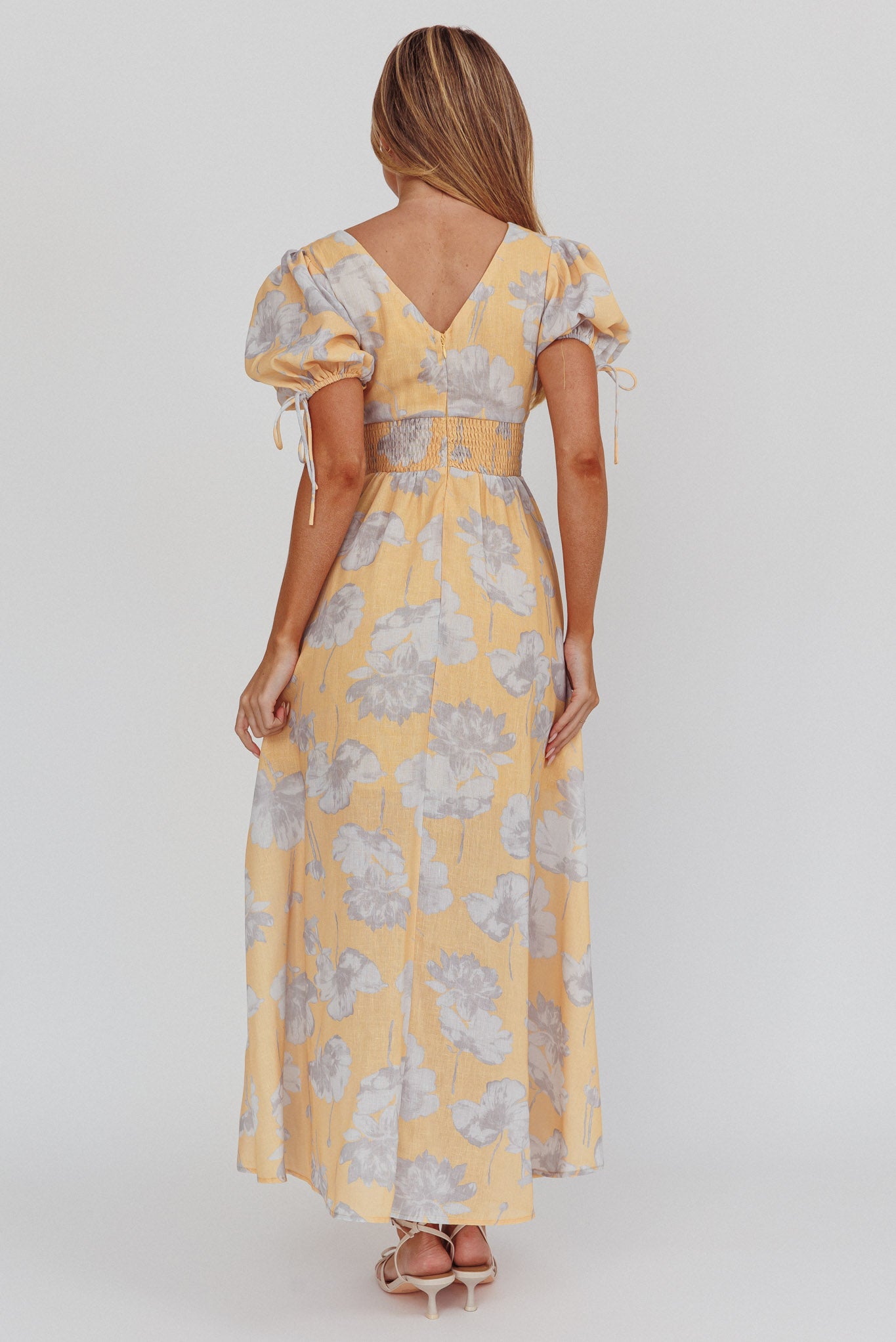 Loveberry Puff Sleeve A-Line Maxi Dress Pumpkin-Maymioy